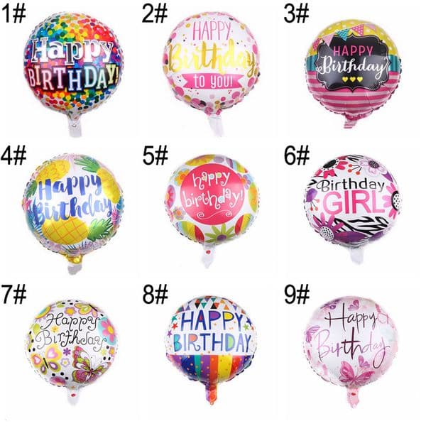 Party Decor Printed Round 18 Inch Happy Birthday Aluminium Foil Balloons Kids Toys Iatable Balloon Globo De Feliz Cumpleanos De 18 Pulgadas Hecho En Papel De Aluminio
