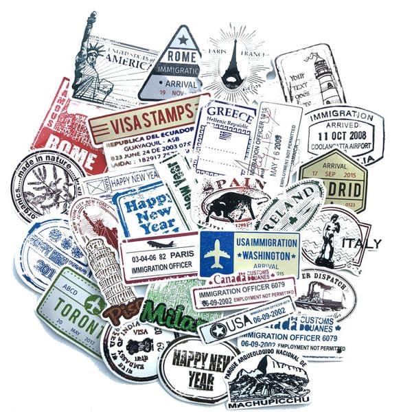 3Sets 180PCS Retro Letterhead Stamp Stickers Trolley Case Guitar Computer Stickers