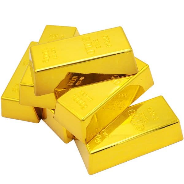 Islamic backdrop birthday Decoration Bullion Stopper Fake Bar Paperweight Gold Doorstop Door Wedge For Home Office Decoration Size 6.7 3 By 2 -Inch Hollow Par