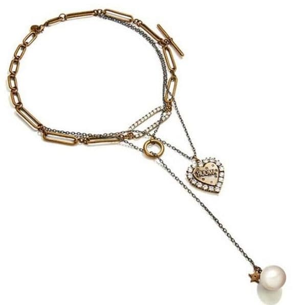 Big promotion! European and American multi-layer heart pendant pearl necklace hot sell jewelry pendant free shipping vintage jewelry