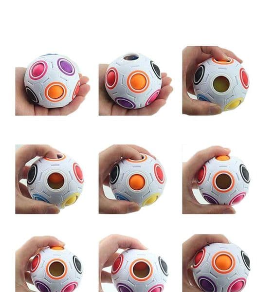 7cm Rainbow Ball Magic Cube Puzzle Football Fun Novel Spherical Puzzles Kids Educational Learning Toy Game Gifts Opp Package
