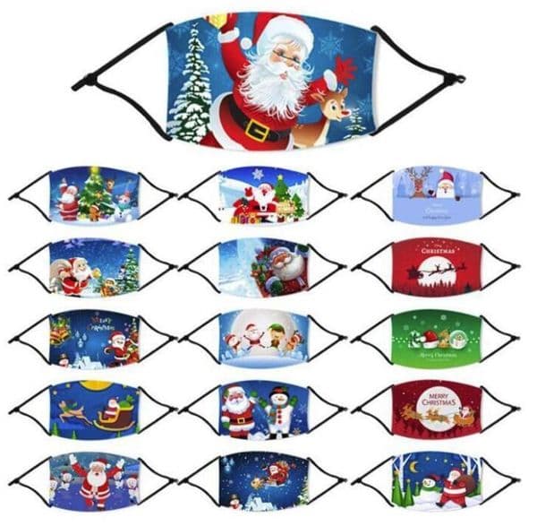 Fashion Christmas Masks Deer Printed Xmas Face Masks Anti Dust Snowflake Christmas Mouth Cover Washable Reusable With Masks Filters Free DHL