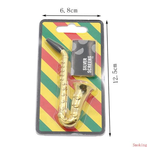 Metal Pipe Set Kit Mini Saxophone Trumpet Speaker Sax Shape Tobacco Pipes Smoking Herb Cigarette Pipe with Screens Mesh Filter DHL