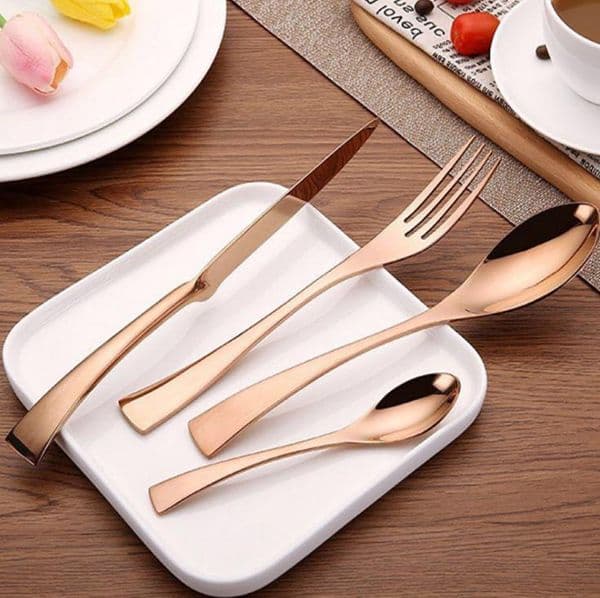 4 Piece/Set Rose Gold Stainless Steel Dinnerware Sets Tableware Knife Fork Teaspoon Cutlery Set Tableware Set SN3229