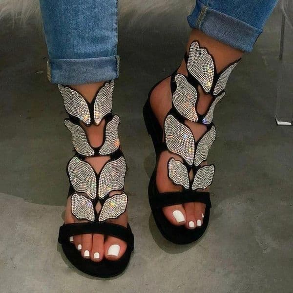 Women Sandals Dropship Summer Rhinestone Sandals Foam Sole Durable Ladies Outdoor Beach Female