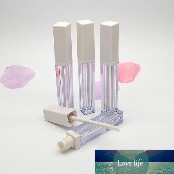 4ml Mini Square Lipstick Tube Clear Plastic Lip Gloss Package Bottles with White Cap Empty Cosmetics Container