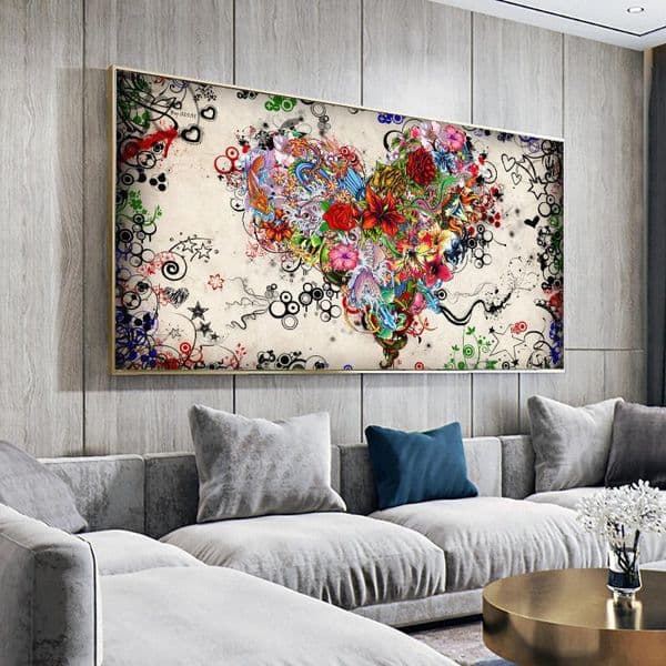 2026 Paintings DDHH Wall Art Picture Canvas Print Love Painting Abstract Colorful Heart Flowers Posters Prints For Living Room Home No Frame Free Shipping Shipp