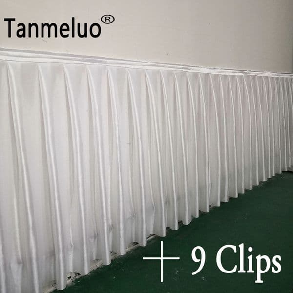 fabric skirts skirt for tablecloth cover wedding stage white Ice silk table skirting decor 201007