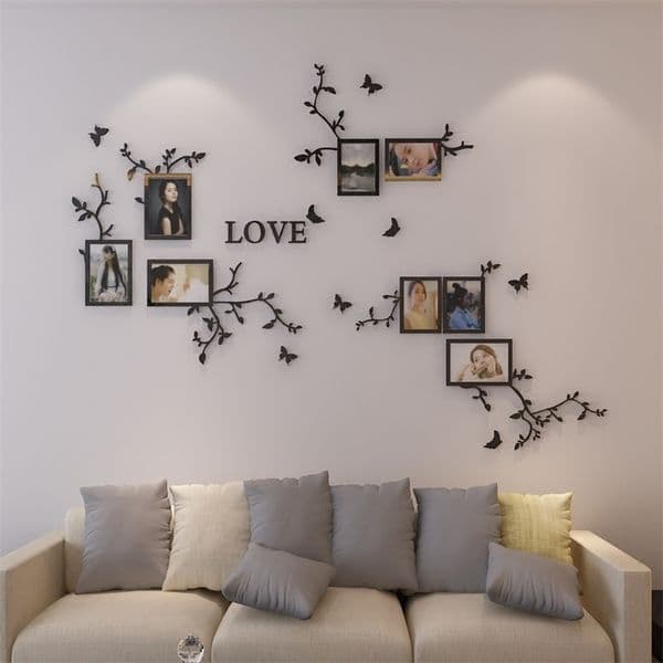1 PCS Modern Photo Frames Wall Sticker DIY TV Background Wall Poster Living/Dining Room 3D Acrylic Wall Stickers Home Art Decor 201201