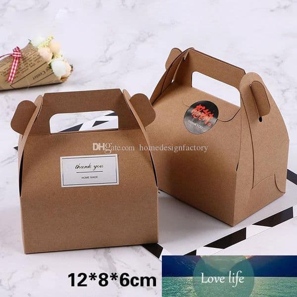 Wholesale Kraft Paper Cake Box with Handle White/Brown Cup Cake Box Wedding Party Paper Cardboard Cake Box