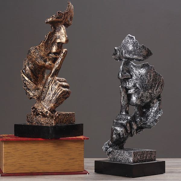 Nordic Silence Is Gold Statue Resin Abstract Sculpture Figurine Home Modern Art Office Desk Decoration Wedding Gifts Y0107