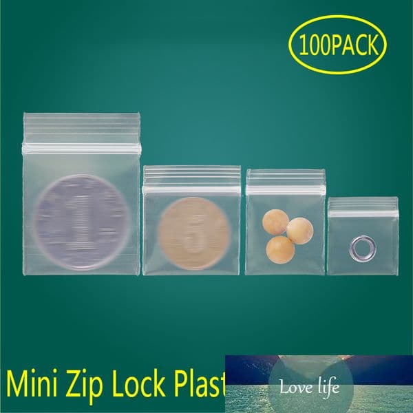 100pcs Mini Zip Lock Bags Plastic Packaging Small Jewelry Zipper Pill Pouches Clear Storage Thickening Free Shipping