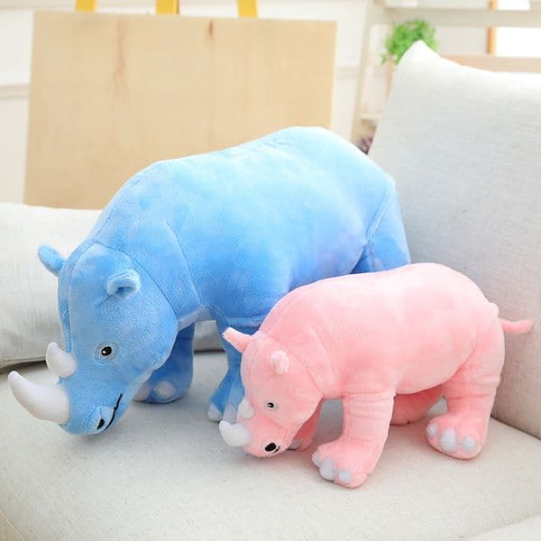 Big Rhinoceros Lifelike Stuffed Animal Pillow Zoo Dolls Baby Cushion Rhino Plush Toys Kids Girl Christmas Gift