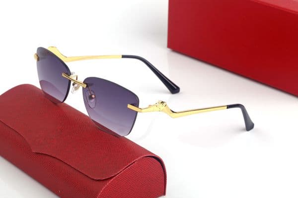 Luxury Brand Designer Sunglasses Women Retro Irregular Bend Gold Metal Frameless Oversized Eyeglasses Eyeglass 55mm Sunglass Cat Eye Glasses Mens Oculos De sol