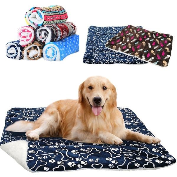 Pet Large Dog Blanket Winter Pet Bed Mat Paw Print Puppy House for Cat Fleece Lounger Dogs Cushion Cats Pad Chihuahua Products 201126