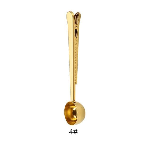100pcs Gold Stainless Steel Coffee Spoon with Clip Customize logo