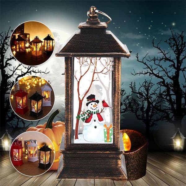 Wooden Street Lamp Beautiful Christmas Candlestick Candle Home Decoration Flame Light for Xmas Party Gift Santa Claus Hanging