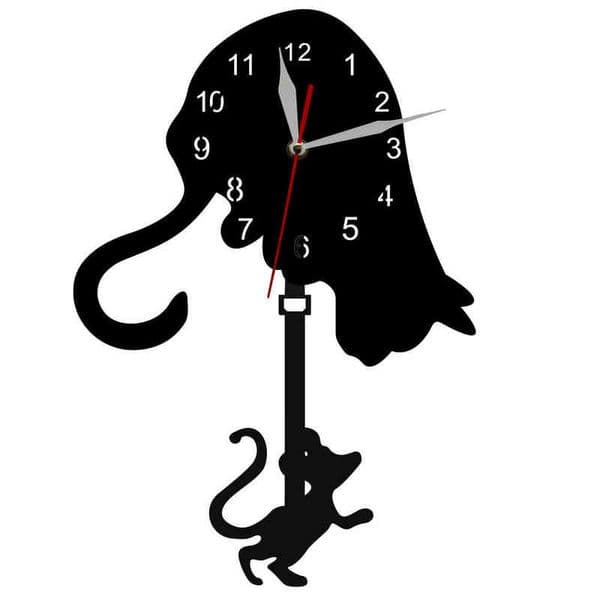 2026 And Swinging Pendulum Wall Curiouse Cat Mouse Watch Time Clock Modern Home Decor H1230 W251028 Free Shipping