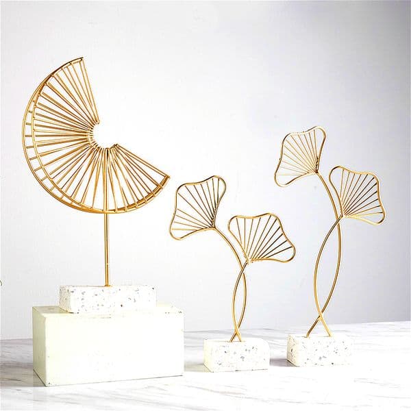Gold Palm Leaves Modern Plant Ornament Bedroom Home Decoration Accessories for Living Room Gold Iron Shape Crafts Desktop Decor LJ200904