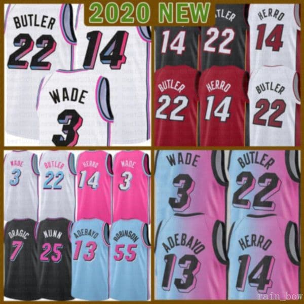 2021 New Dwayne Dwyane 3 Wade Basketball Jersey Jimmy 22 Butler Mens Tyler 14 Herro Bam 13 Adebayo Goran 7 Dragic Kendrick 25 Nunn Green