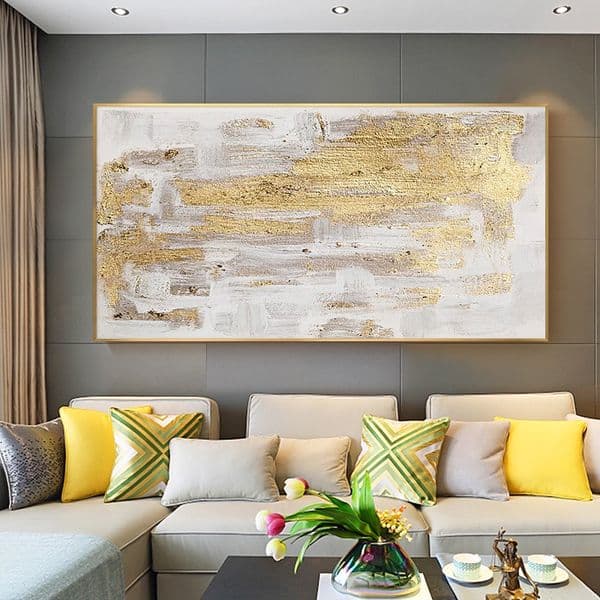 Hand painted Oil Painting Abstract 3D Gold Thick Art Canvas Gold Painting Wall Picture Wall Artwork For Dining RoomDecoration LJ201128