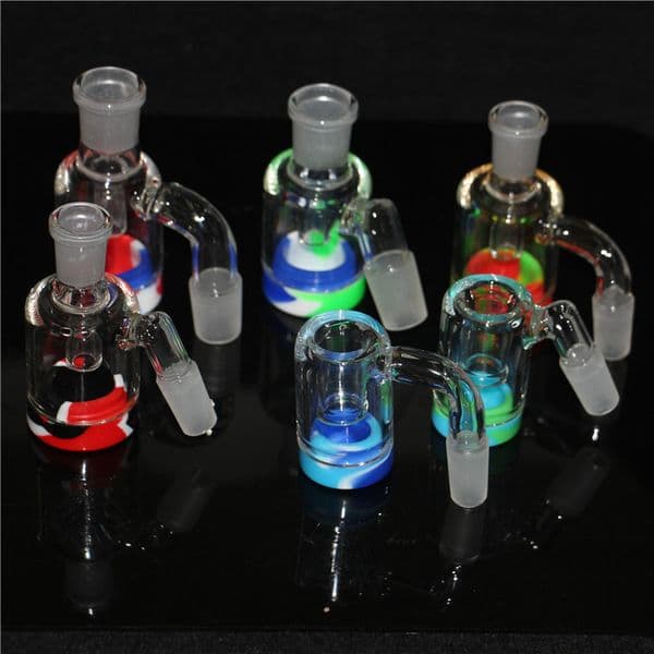 hookahs Glass Ash catcher for bongs 90 & 45 degrees 14mm 18mm perc bubbler Bong Oil rigs silicone nectar