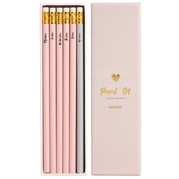 Never Pink Series Pencil Set for School Wood Standard Hb Macaron Pencils Business Girls Gift Stationery office & School Supplies 201214