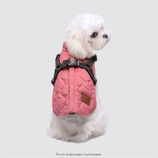 New Winter Pet Dog Clothes Dog Coat Dog Harness Cotton Vest Reflective Traction Rope Autumn and Winter Pet Two-legged Clothes 201114