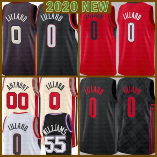 2021 New Damian 0 Lillard basketball jersey CJ 3 McCollum Mens Carmelo 00 Anthony Cheap Jason 55 Williams Mesh Retro DeAaron 5 Fox Blue