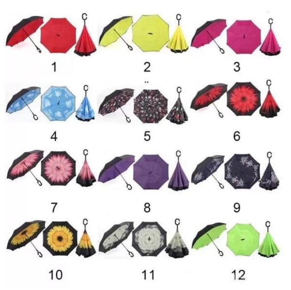 Designer Umbrella Windproof Anti-Umbrella luxury Folding Double-Layer Inverted Self-Reversing Rainproof C-Type Hook Hand Sun