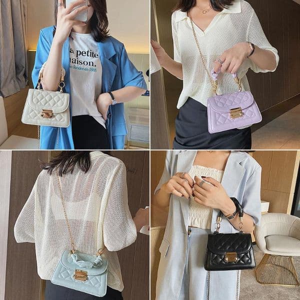 Folding Handle Stone Patent White Crossbody Bags For Women 2021 Small Handbag Mini Bag PU Leather Hand Ladies Shopper Shoulder