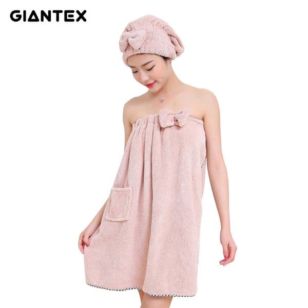GIANTEX Women Bathroom Microfiber Bath Towels for adults Bath Robe Hair Towel Set serviette de bain toalhas de banho handdoeken 201027z