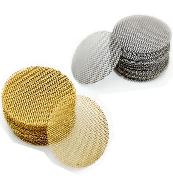 Thick brass screen Smoking Accessories stainless steel durable Screens Silver gold color 9.5 12.7 15 15.8 19 20 25.4mm metal Mesh Hand Cigarette Tobacco Pipe