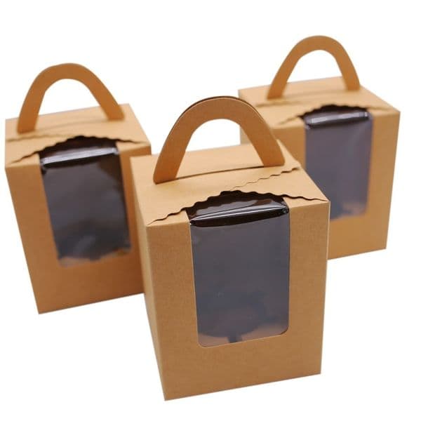 Kraft Cupcake Boxes with handle, Cake Boxes Cookie Packaging Box 30pcs/lot 201029