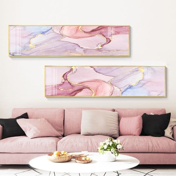 Nordic Abstract golden wall art canvas Posters Prints Watercolor pink green Pictures Living Room morden print Unframed Poster LJ201128
