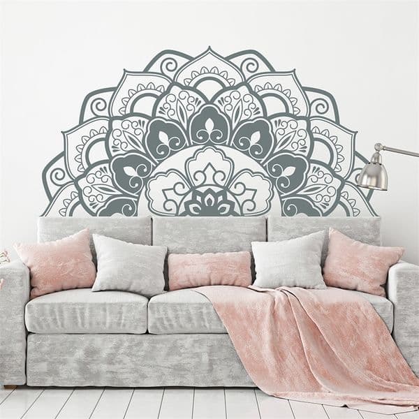 Fashion Mandala Wall Decals Art Half Mandala Headboard Home Decor Vinyl Bohemian Wall Stickers Bedroom Yoga Studio Wall LC1193 201202