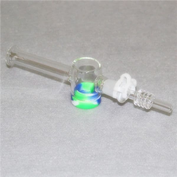 Hookah Glass Silicone Nectar with 10mm 14mm Quartz Tip Food Grade Mini Straw Silicon Pipe Oil containers