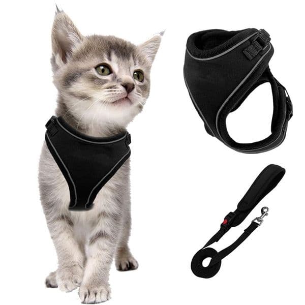 Cat Harness and Leash Set,No Pull Escape Proof Cat Vest Harness,Easy on Jacket for Walking and Running LJ201225