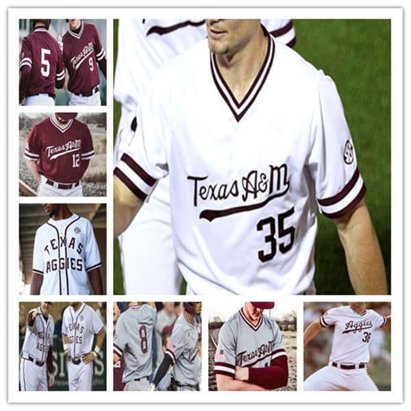 Custom 2020 Texas A&M Aggies College Jersey Baseball Will Frizzell Zach DeLoach Hunter Coleman Bryce Blaum Austin Bost Christian Roa Nelson