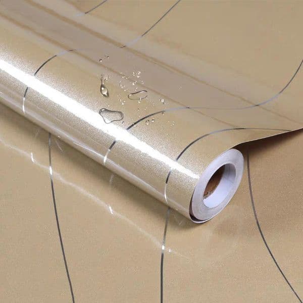 Thick PVC Furniture Cabinet Self adhesive Film Sticker Gold Paint Stripe Wallpaper Silver Line Waterproof Wardrobe Contact Paper LJ201128