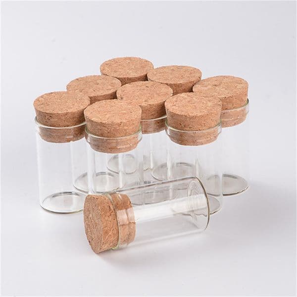 5ml 10ml 15ml Mini Glass Bottle with Corks Empty Jars Vial for Tea Saffron Sweet Food Gift Bottles Gift Wedding Jars 24pcs 201125