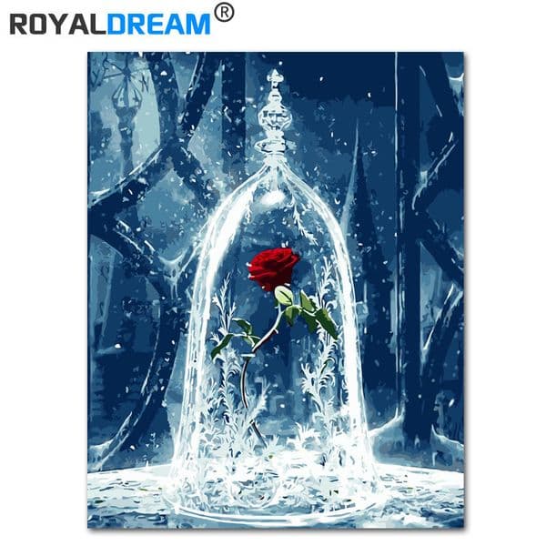 ROYALDREAM Rose Flowers DIY Painting By Numbers Kits Coloring Paint By Numbers Modern Wall Art Picture Gift LJ201128