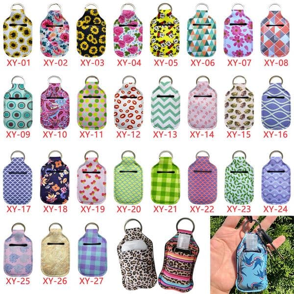 30ml Portable Hand Sanitizer Bottles Holder Keychain Bags Neoprene Key Chain Bag Holder Hand Sanitizer Lotion Soap Bulk Liquids Key Rings