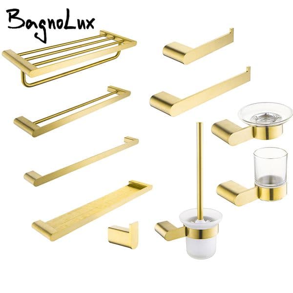 304 Stainless Steel Toilet Brush Toothbrush Cup Towel Rack Clothes Hook Tissue Rack Shelf Towel Rack Soap Dish Bathroom Set LJ201211