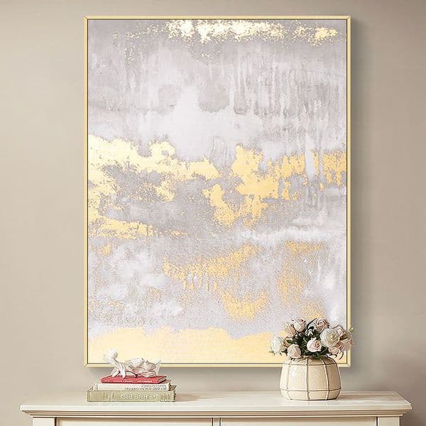 hot handmade Abstract White light gold Canvas Painting Minimalist style Wall Art Pictures For Living Room Bedroom Aisle Studio LJ201130