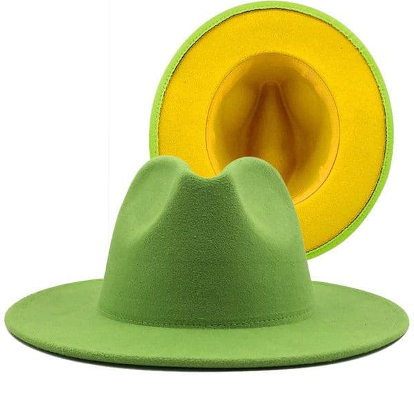Vintage Trilby Wool Felt Fedora Hat Women Wide Brim Autumn Formal Dress Wedding Panama Caps Camel Yellow Green Top Jazz Hats