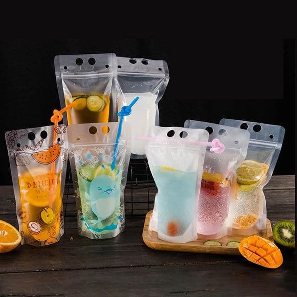 2026 New Lti Style Beverage Tea Soy Milk Juice Packaging Zipper Frosted Transparent Thicken Portable Drink Sealing Plastic Bag Free Shipping