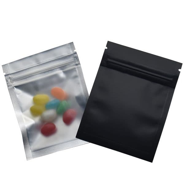 100pcs/lot 7.5*10cm Matte Black / Clear Front Zipper Bags Resealable Zip Aluminum Foil Plastic Bag Food Grocery Packing Mylar Foil