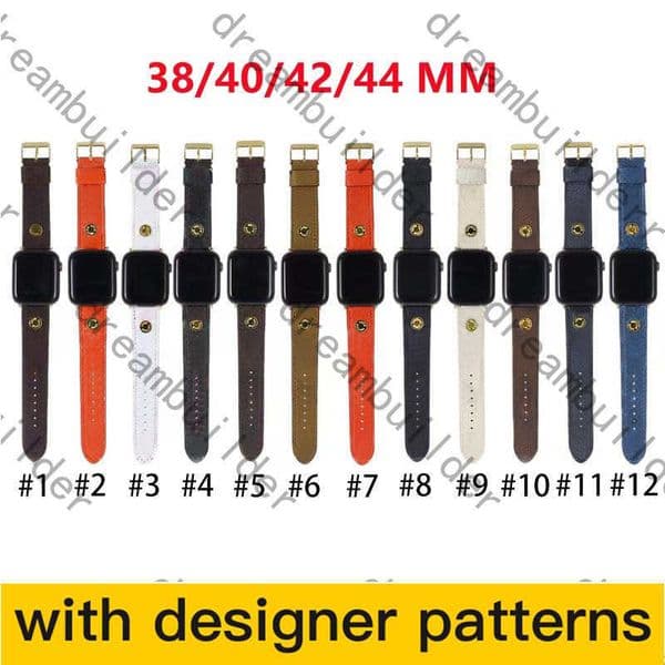 Fashion Designer Strap watchband For 41mm 42mm 38mm 40mm 44mm 45mm 49mm watch 2 3 4 5 6 SE watchband Leather Bracelet Stripes watch band