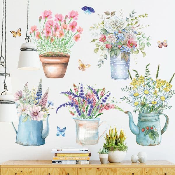 Creative Flower Potted Wall Stickers for Living room Bedroom Baseboard Removable Wall Decals Art Home Decor Plant Sticker LJ201128